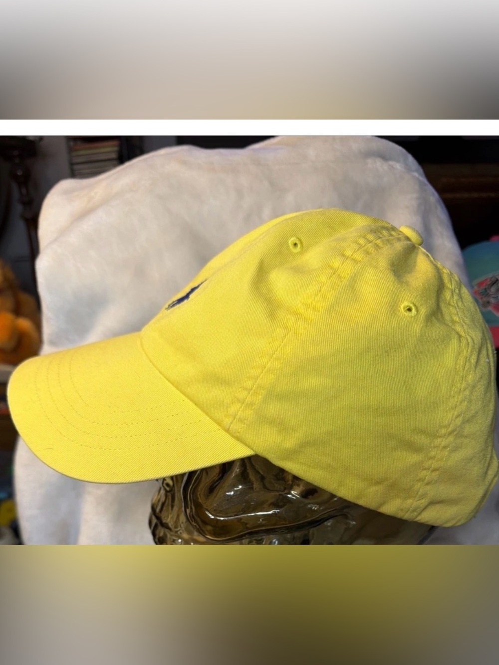 Ralph Lauren Polo Yellow Baseball Cap with Blue Polo Pony - Picture 2 of 4